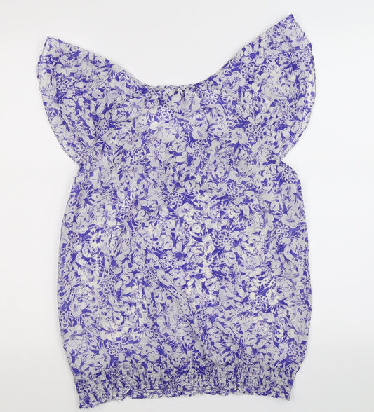 F&F Womens White Floral  Basic Blouse Size 10