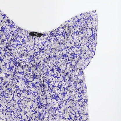 F&F Womens White Floral  Basic Blouse Size 10