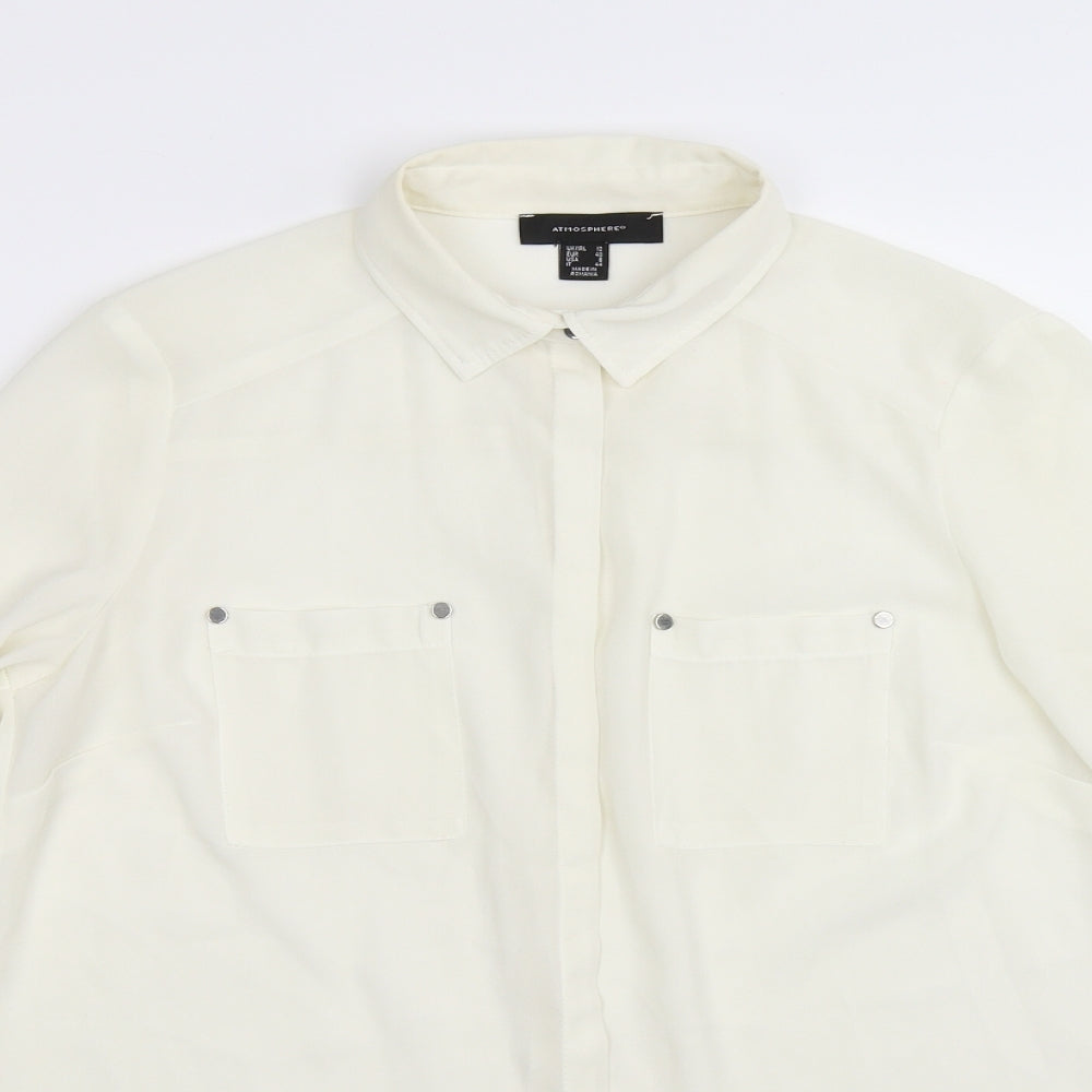 Atmosphere Womens White   Basic Button-Up Size 12