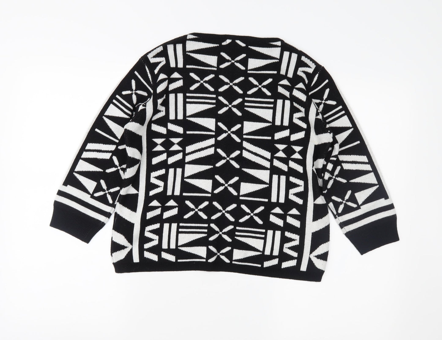 ESMARA Womens Black Geometric  Pullover Jumper Size 10
