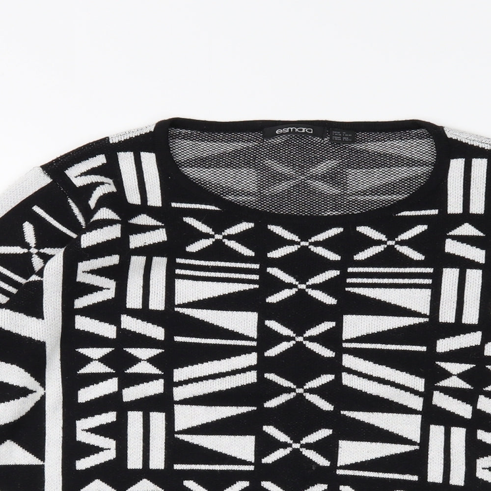 ESMARA Womens Black Geometric  Pullover Jumper Size 10