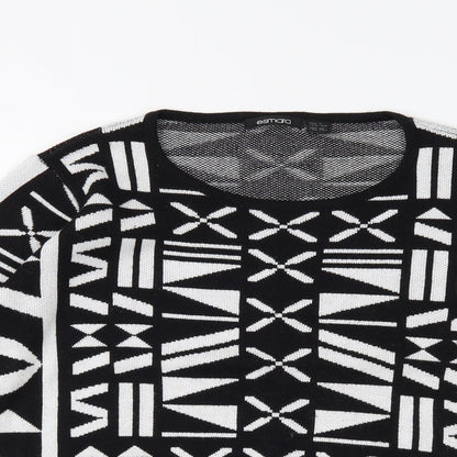 ESMARA Womens Black Geometric  Pullover Jumper Size 10