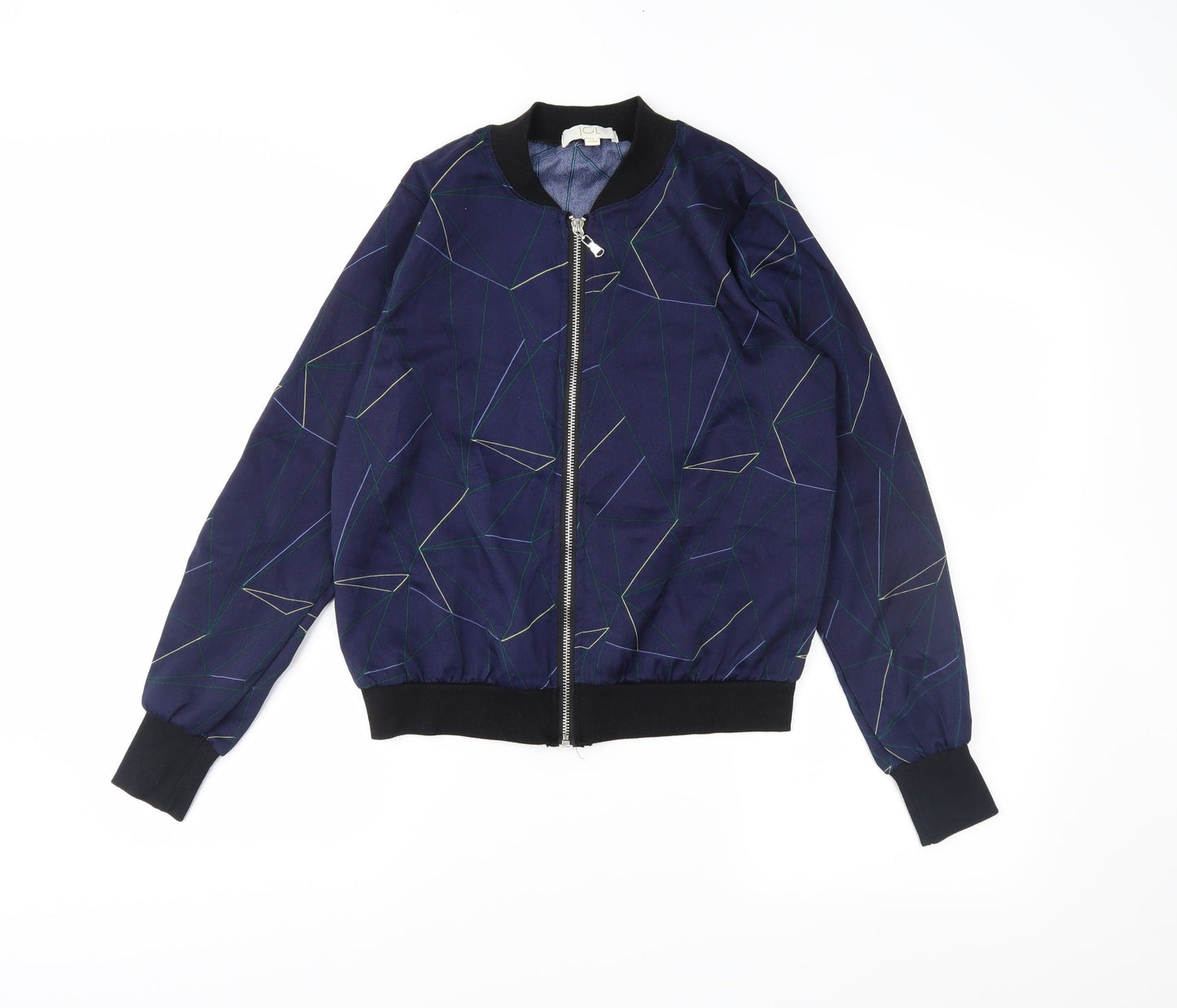 jcl Womens Blue Geometric  Varsity Jacket Jacket Size S
