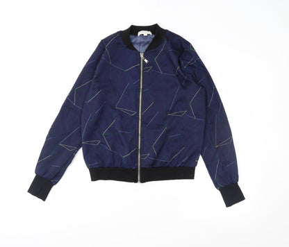 jcl Womens Blue Geometric  Varsity Jacket Jacket Size S