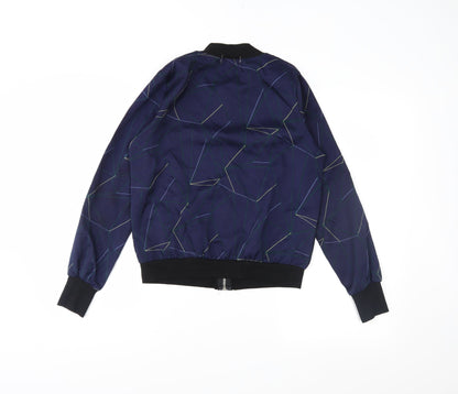 jcl Womens Blue Geometric  Varsity Jacket Jacket Size S