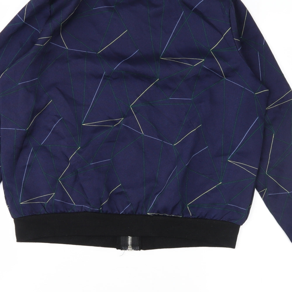 jcl Womens Blue Geometric  Varsity Jacket Jacket Size S