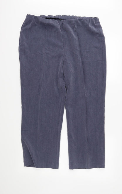 Womens UK Size 16 Classic Regular Fit Cropped Blue Trousers