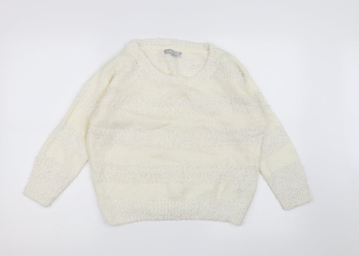 Red Herring Womens White  Knit Pullover Jumper Size 10
