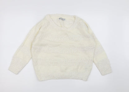 Red Herring Womens White  Knit Pullover Jumper Size 10