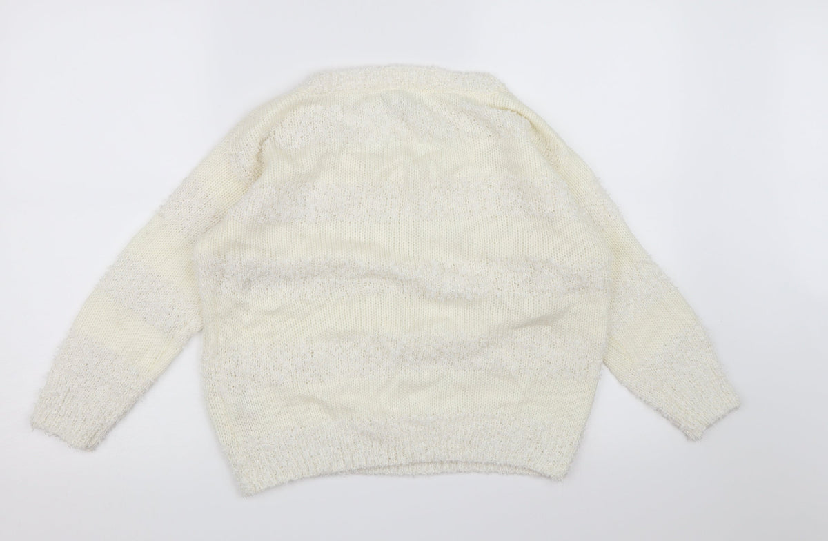 Red Herring Womens White  Knit Pullover Jumper Size 10
