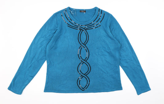 BM Womens Blue  Knit Pullover Jumper Size L