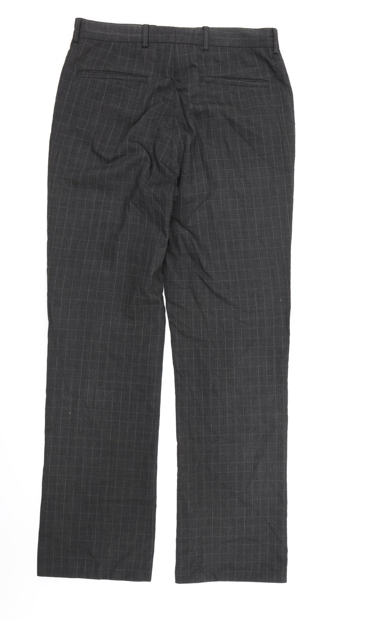 Ventura Mens Grey Check Rayon Dress Pants Trousers  L32 in
