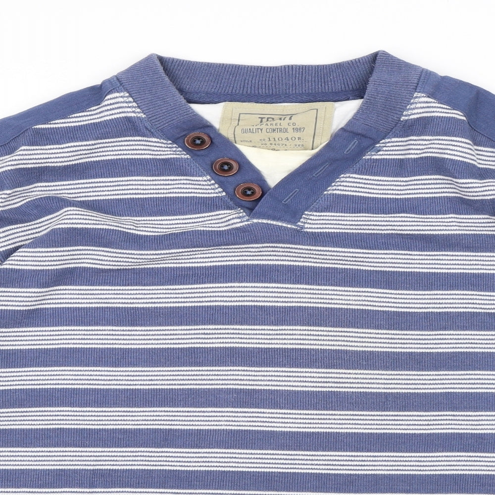 BHS Mens Blue Striped Knit Pullover Jumper Size L