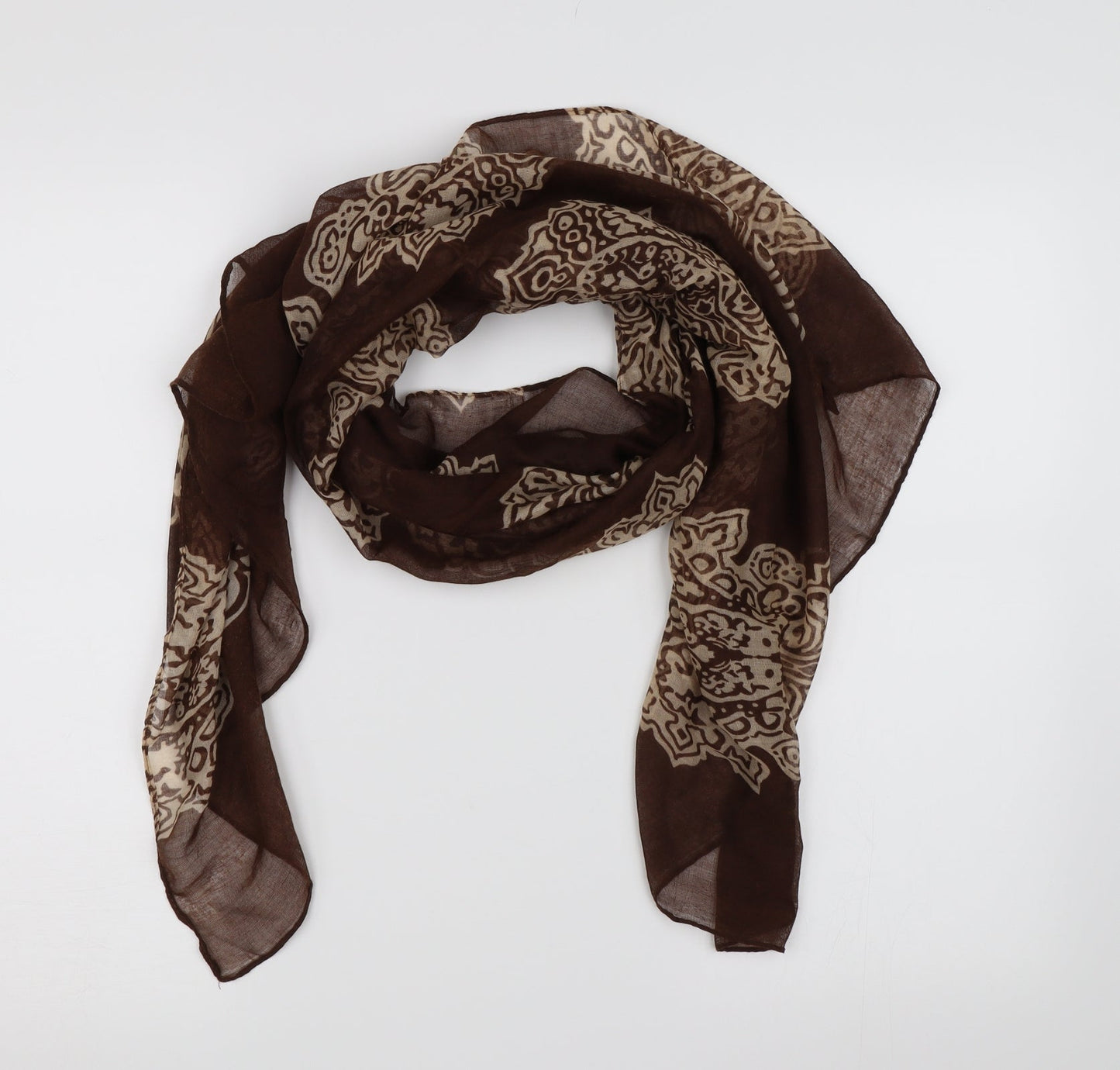 Preworn Womens Brown Floral   Scarf