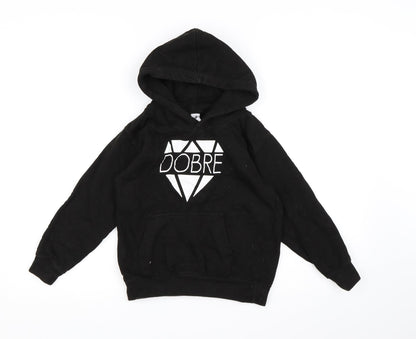 Just Hoods Boys Black  Jersey Pullover Hoodie Size 7-8 Years  - Dobre