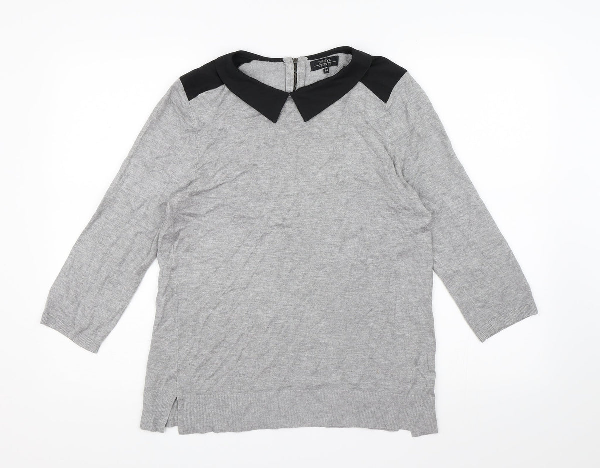 Papaya Womens Grey  Knit Pullover Jumper Size 14