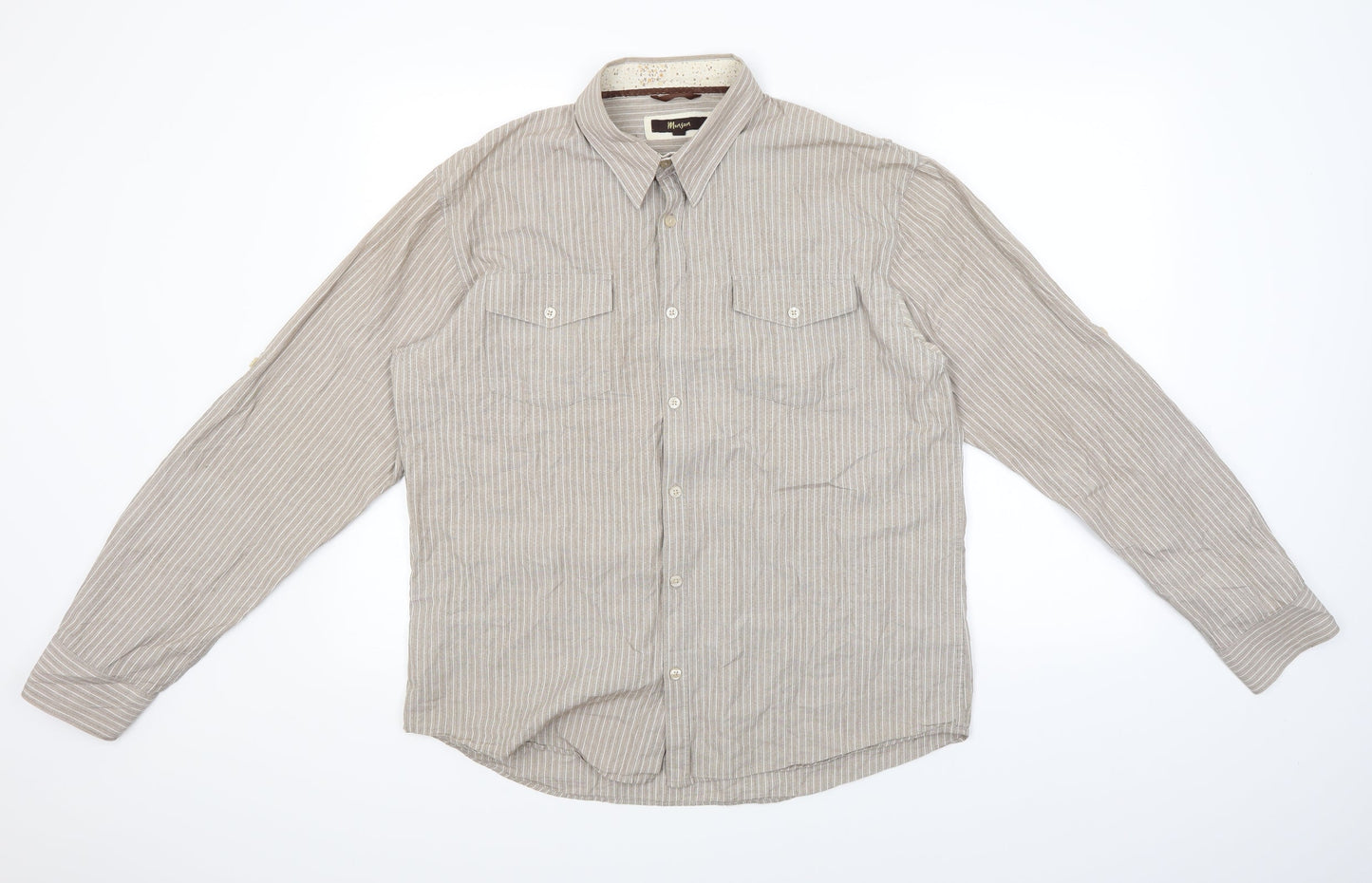 Mens UK Size L Monsoon Brown  Button-Up Long Sleeve Casual Shirt