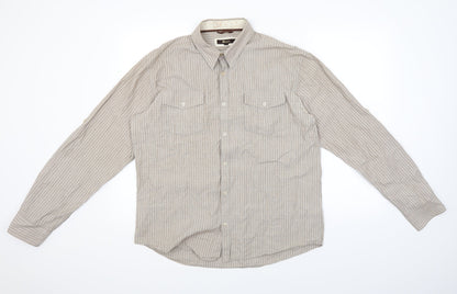 Mens UK Size L Monsoon Brown  Button-Up Long Sleeve Casual Shirt