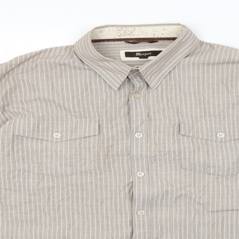Mens UK Size L Monsoon Brown  Button-Up Long Sleeve Casual Shirt
