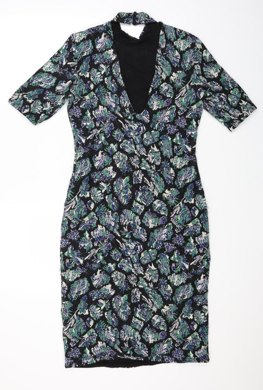 Marks and Spencer Womens Black Polka Dot  Pencil Dress  Size 8