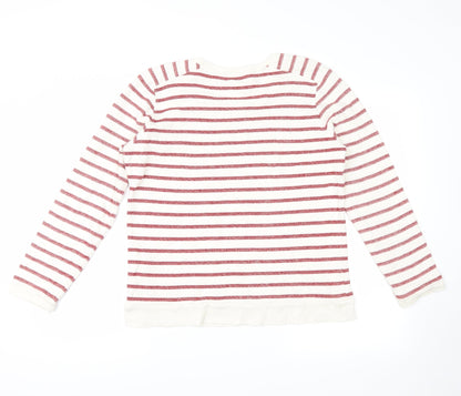 Marks & Spencer Womens White Striped  Pullover Jumper Size 14