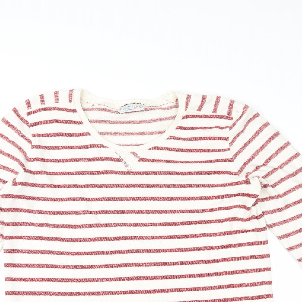 Marks & Spencer Womens White Striped  Pullover Jumper Size 14