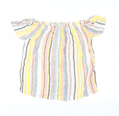 Papaya Womens Yellow Striped  Basic Blouse Size 10