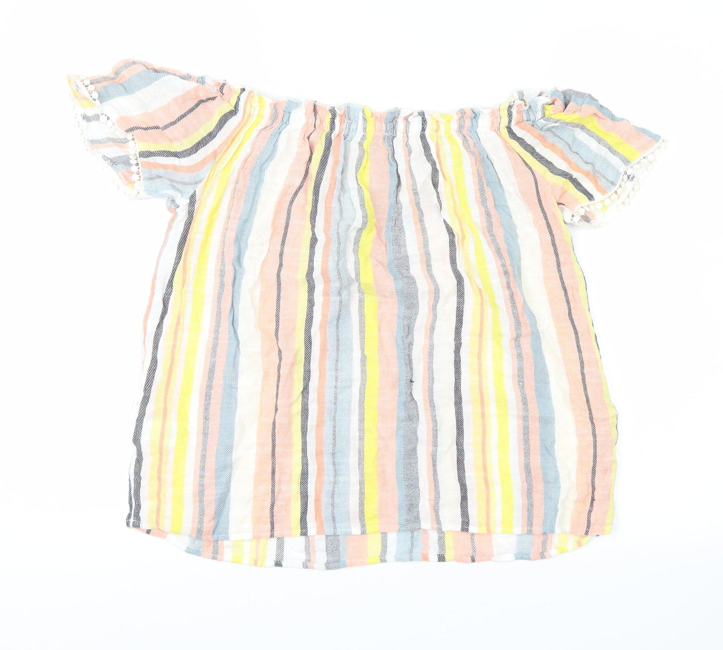 Papaya Womens Yellow Striped  Basic Blouse Size 10