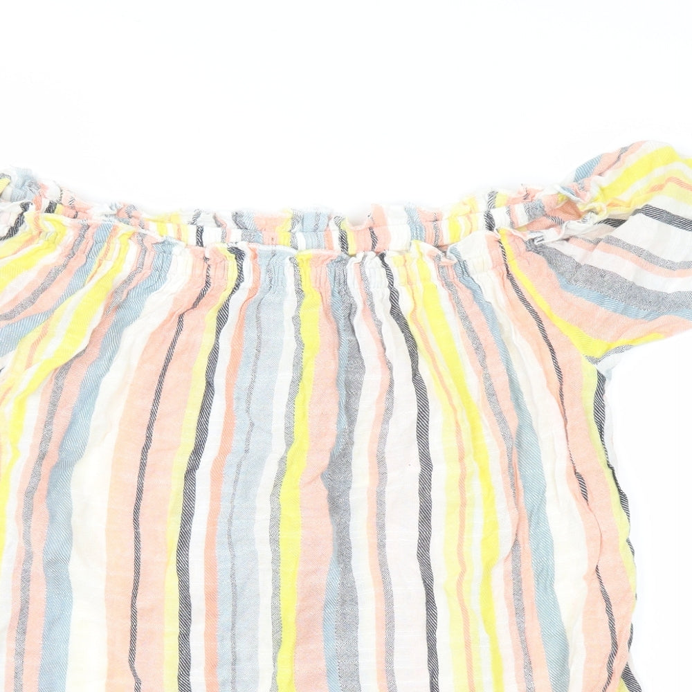 Papaya Womens Yellow Striped  Basic Blouse Size 10