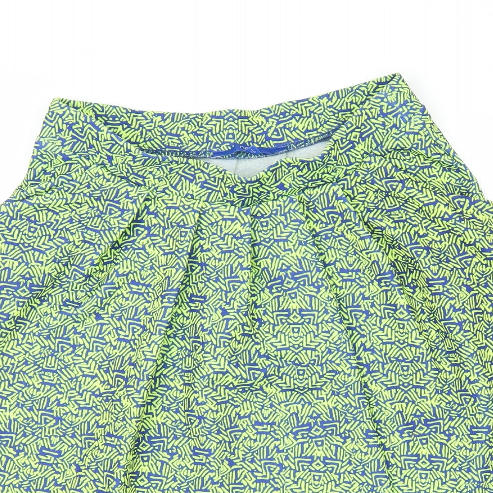 NEXT Womens Green Geometric  Pleated Skirt Size 8