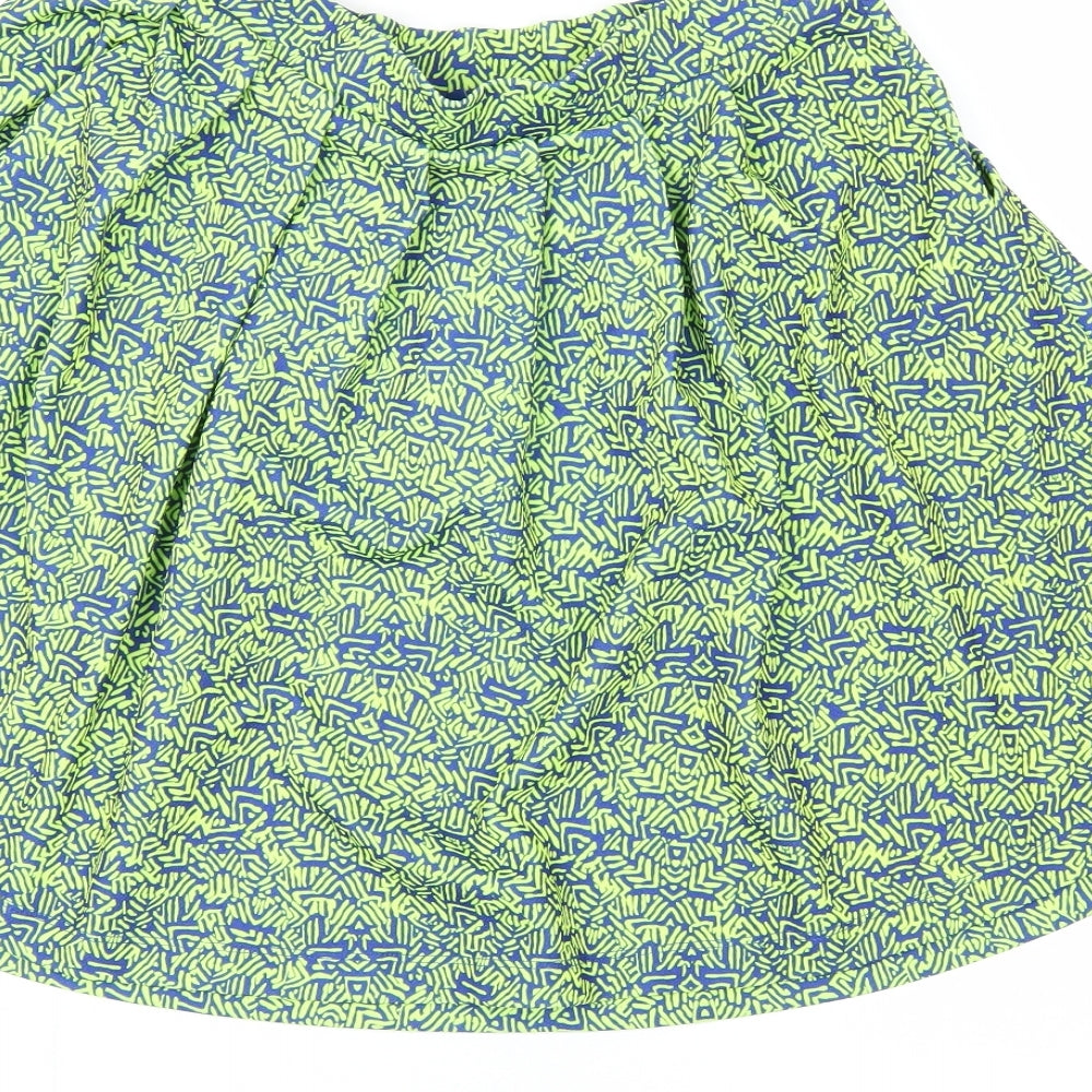 NEXT Womens Green Geometric  Pleated Skirt Size 8