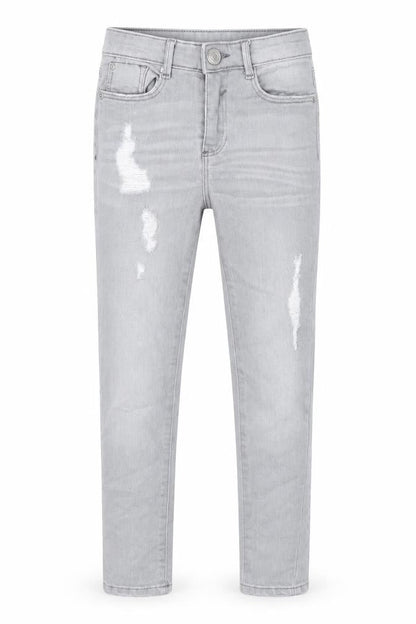 River Island Girls Grey  Denim Straight Jeans Size 9 Years - distressed