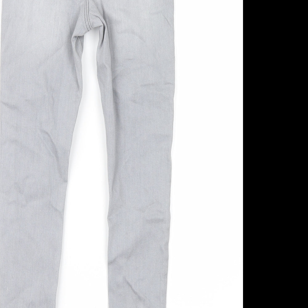 River Island Girls Grey  Denim Straight Jeans Size 9 Years - distressed