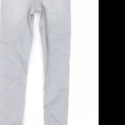 River Island Girls Grey  Denim Straight Jeans Size 9 Years - distressed