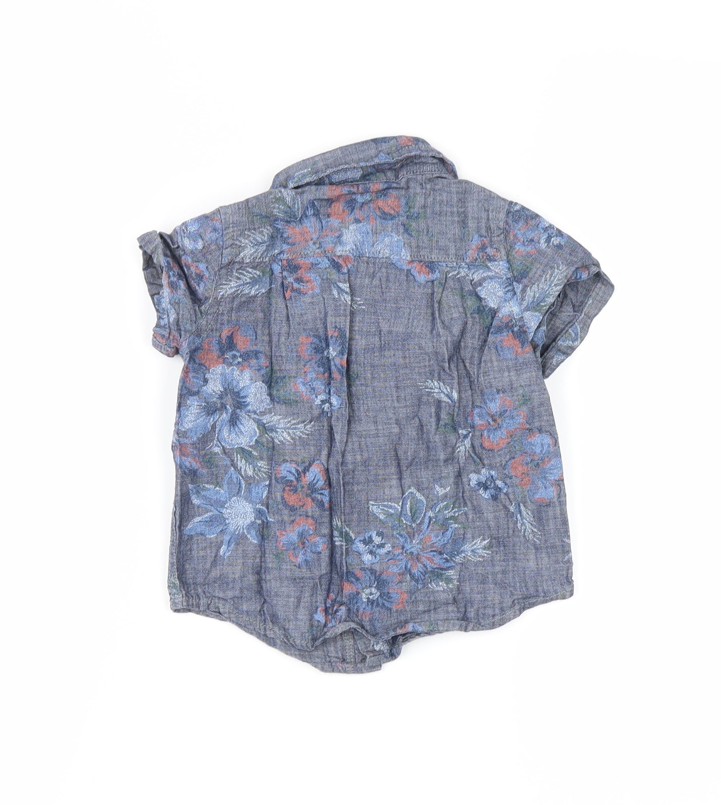 Gap Boys Blue Floral  Basic Button-Up Size 12-18 Months