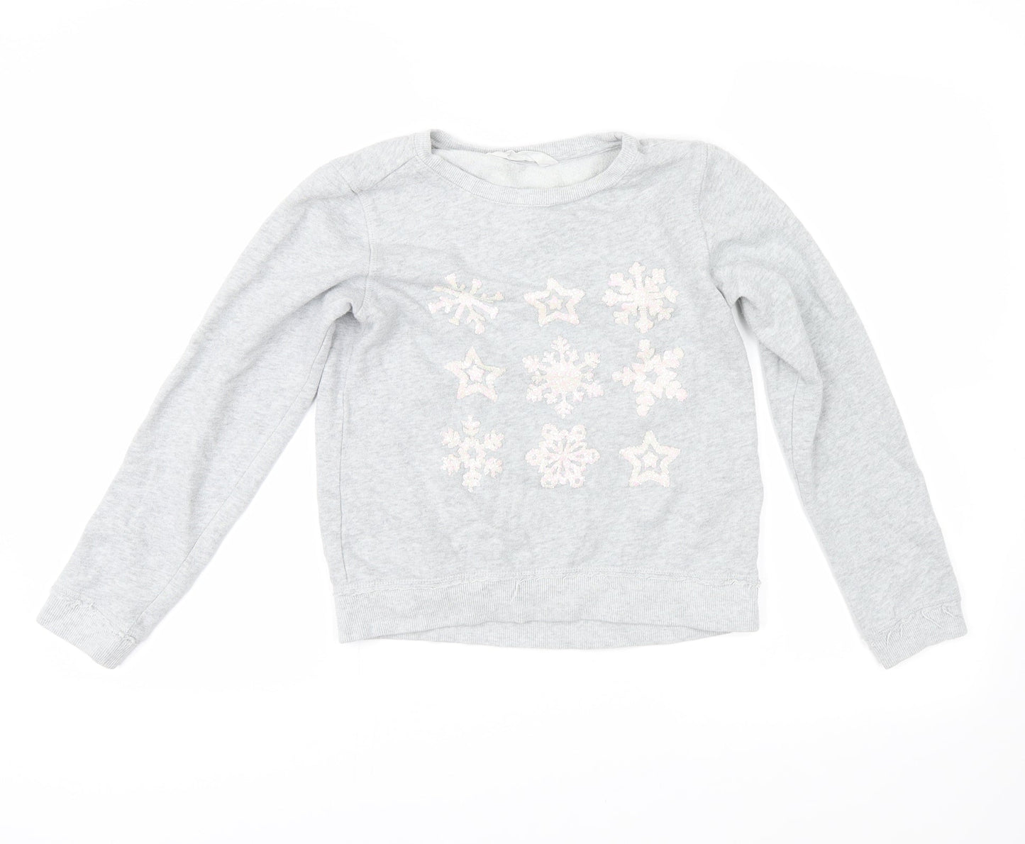 H&M Girls Grey   Pullover Sweatshirt Size 10-11 Years  - snowflakes