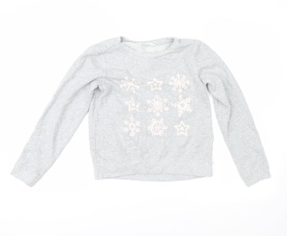 H&M Girls Grey   Pullover Sweatshirt Size 10-11 Years  - snowflakes