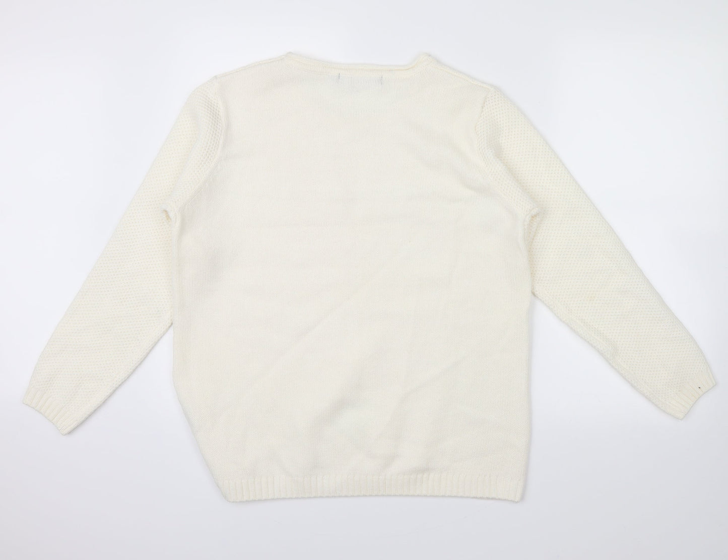 Isle Essentials Womens Ivory   Pullover Jumper Size M