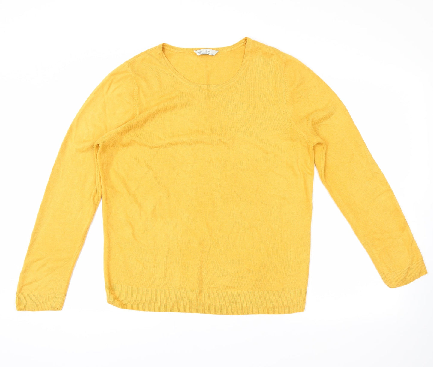 Love knitwear Womens Yellow   Pullover Jumper Size 14