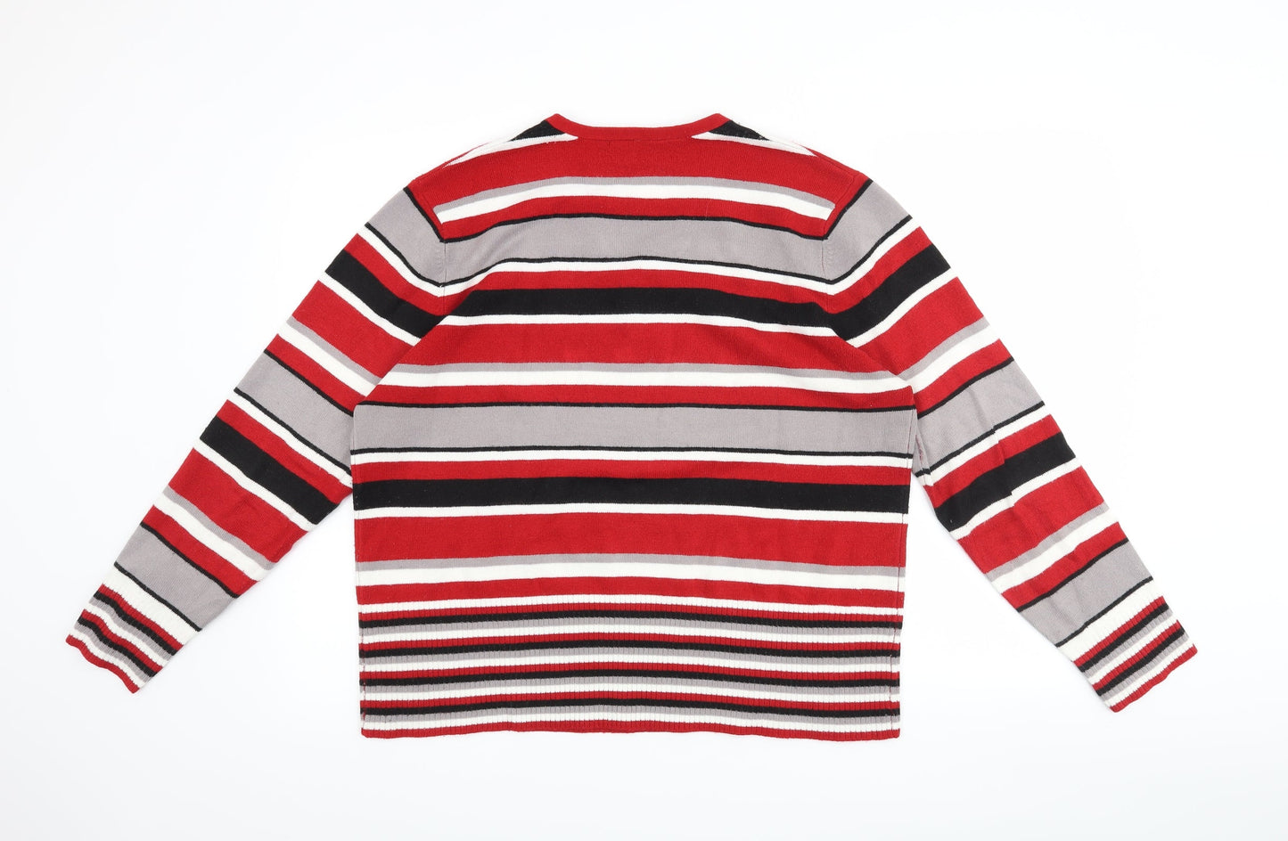 JORDANA Womens Red Striped  Pullover Jumper Size 3XL
