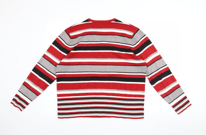 JORDANA Womens Red Striped  Pullover Jumper Size 3XL