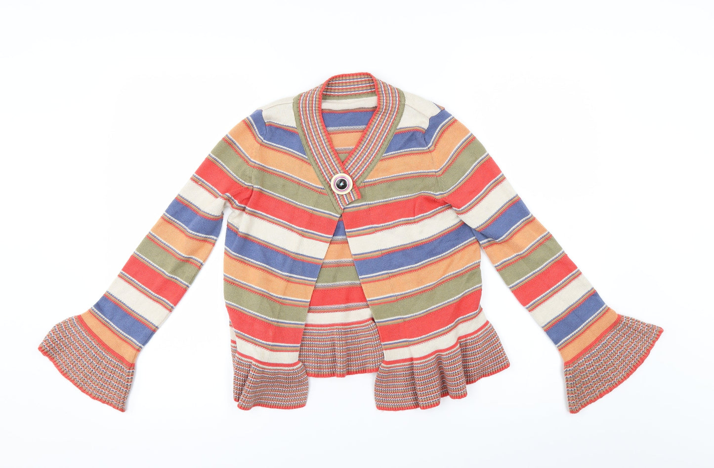 Marks and Spencer Girls Multicoloured Striped  Cardigan Jumper Size 9-10 Years