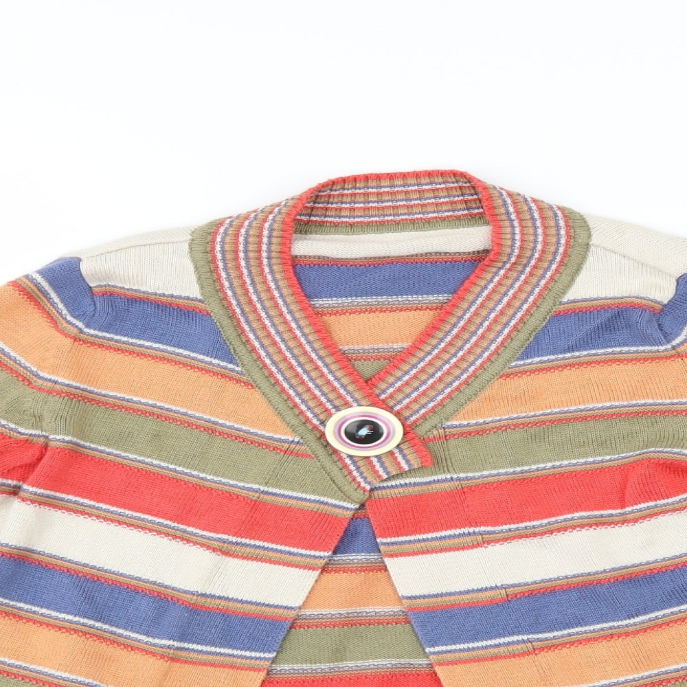 Marks and Spencer Girls Multicoloured Striped  Cardigan Jumper Size 9-10 Years