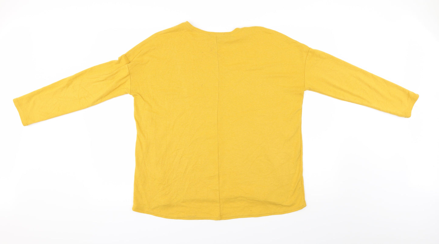 Womens UK Size 10 New Look Yellow Basic Blouse