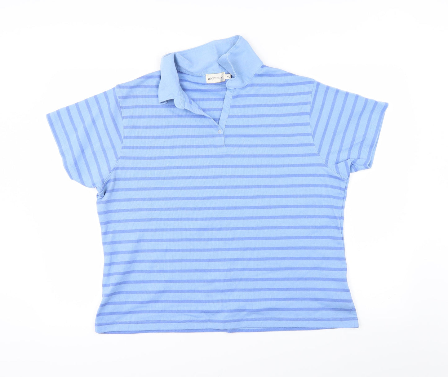 Bonmarché Mens Blue Striped   Polo Size XL
