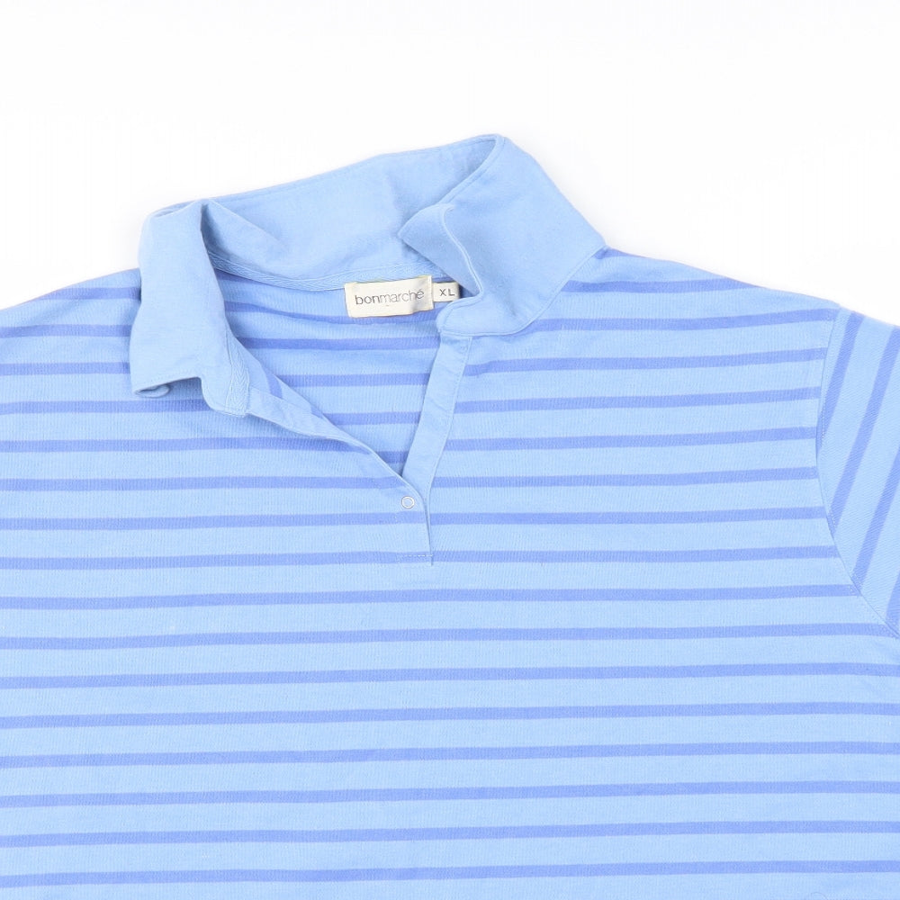Bonmarché Mens Blue Striped   Polo Size XL