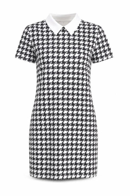 Boohoo Womens Black Houndstooth  A-Line  Size 10
