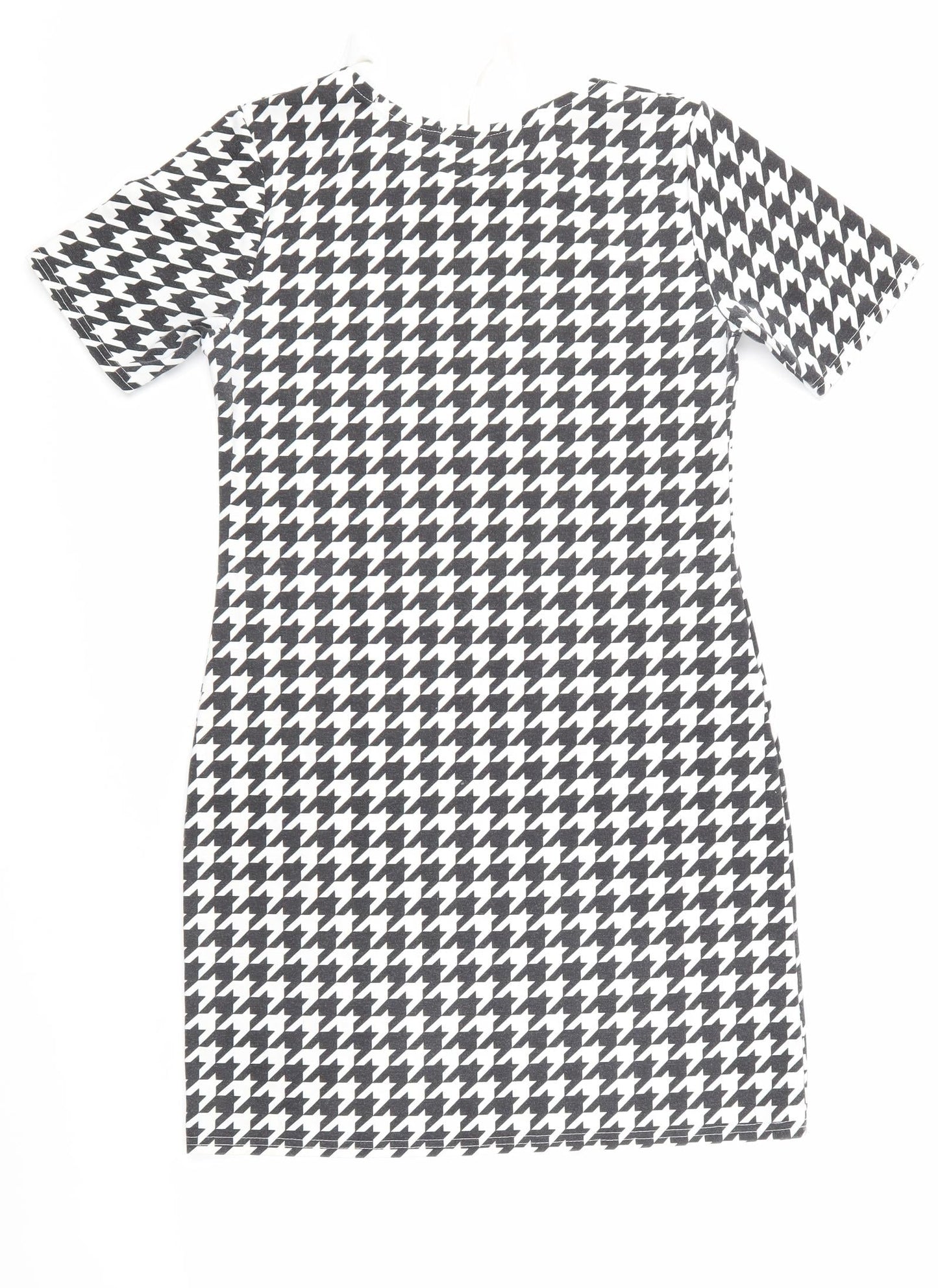 Boohoo Womens Black Houndstooth  A-Line  Size 10