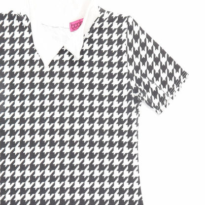 Boohoo Womens Black Houndstooth  A-Line  Size 10