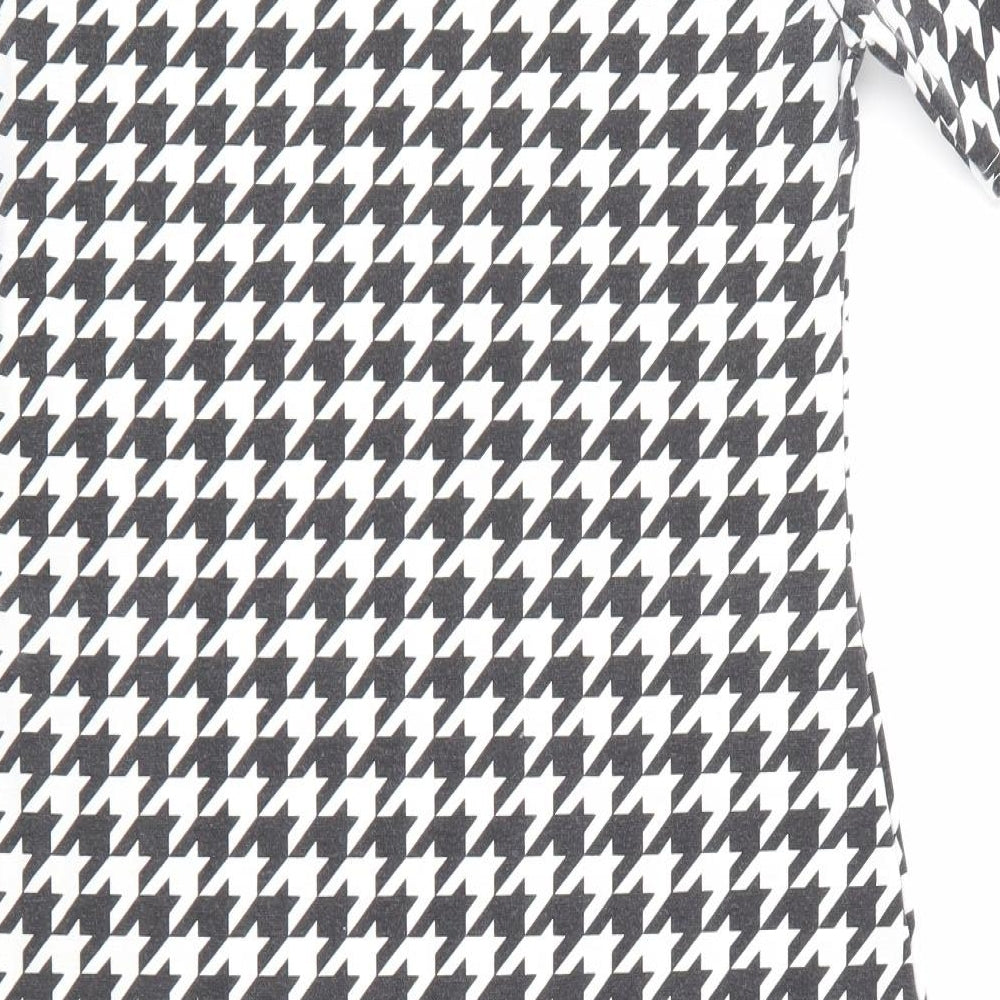 Boohoo Womens Black Houndstooth  A-Line  Size 10